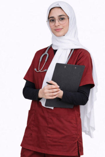 Women’s Maroon Medical Scrub Suit