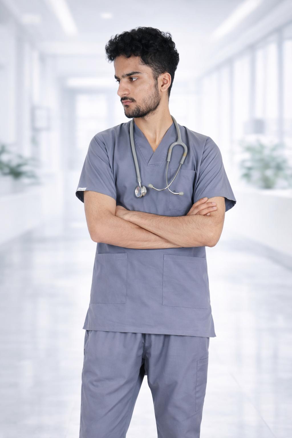 Premium Gray Medical Scrub Suit
