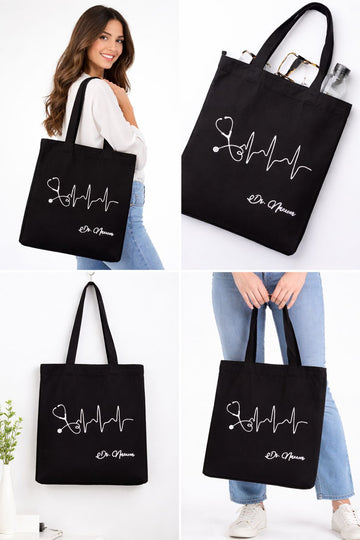 Personalized Heartbeat Tote Bag